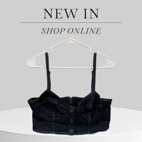 Y2K Guess Denim Bustier Crop Top | Early 2000s Corset-Style Top | Button Front - Picture 4 of 10